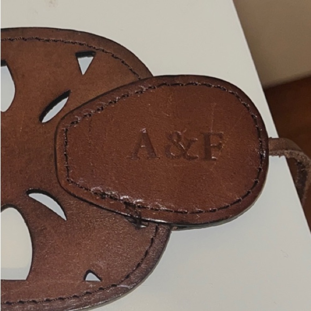 Abercrombie & Fitch Brown Floral Cutout Leather Waist Belt - Picture 3 of 4